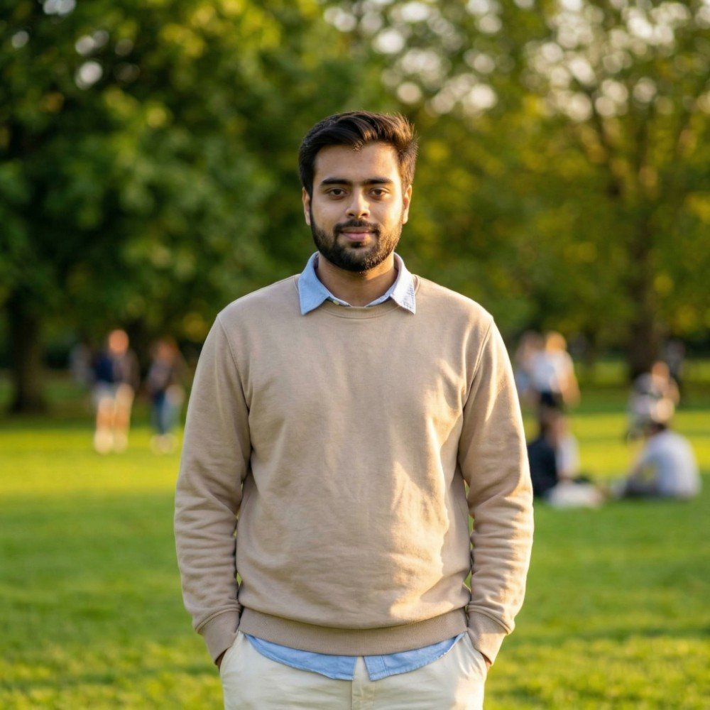 Muhammad Haris Ishtiaq, freelance WordPress developer and Meta Ads specialist, standing in a park